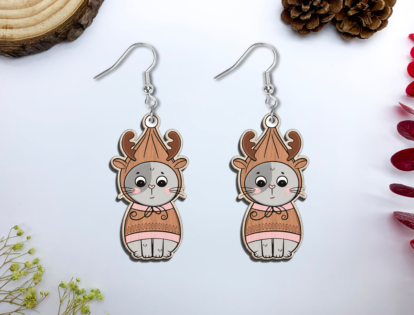 Cute Animal Costume Earrings SVG Bundle Laser Cut File
