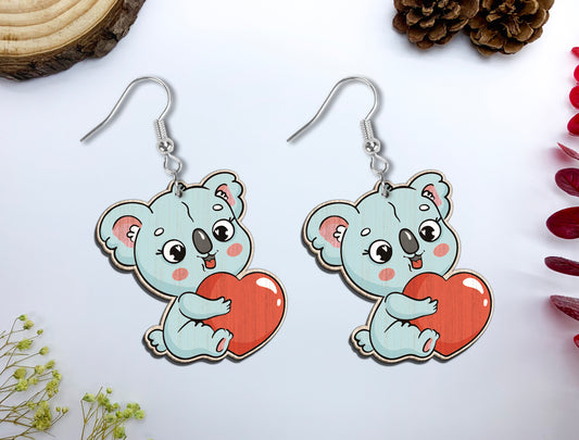 Cute Animal Heart Earrings SVG Bundle Laser Cut File