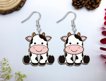 Cute Farm Animal Earrings SVG Laser Cut File for Glowforge