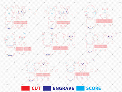 Easter Bunny Egg Holder SVG Bundle 10 Designs for LightBurn and xTool