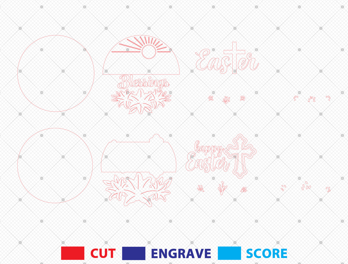Easter Blessings Cross Door Signs SVG Bundle 2 Designs for Glowforge and xTool