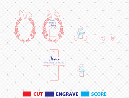 Jesus Easter Ornament SVG Bundle He Is Risen for Glowforge and xTool