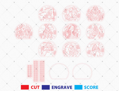 Halloween Grim Reaper Lantern SVG Bundle Laser Cut File | Spooky Skeleton Light Decor | Gothic Shadow Lantern | Glowforge, xTool, LightBurn, etc.