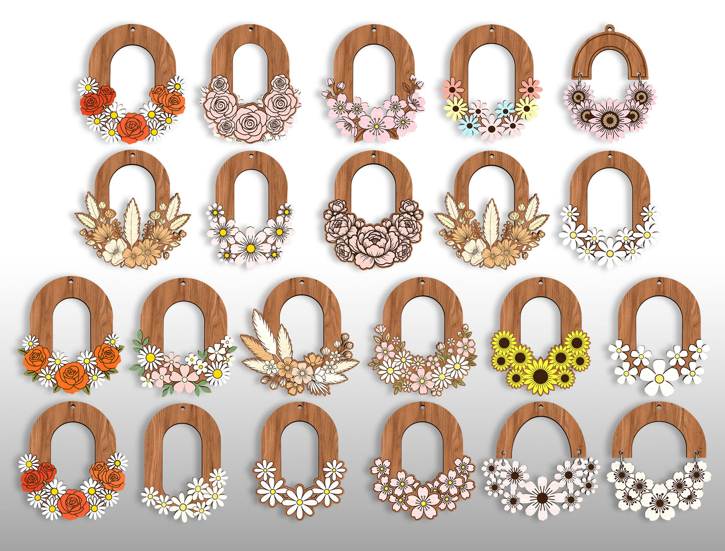 Floral Arch Earring SVG Bundle for Glowforge and LightBurn