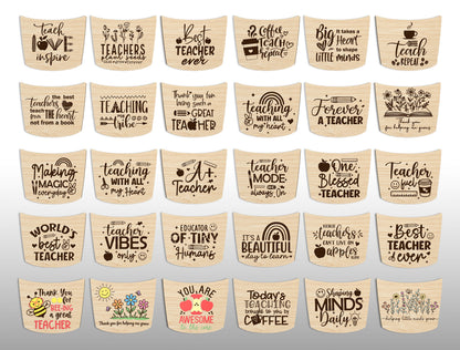 Teacher Coffee Cup Gift Card Holder SVG Bundle for Glowforge and xTool