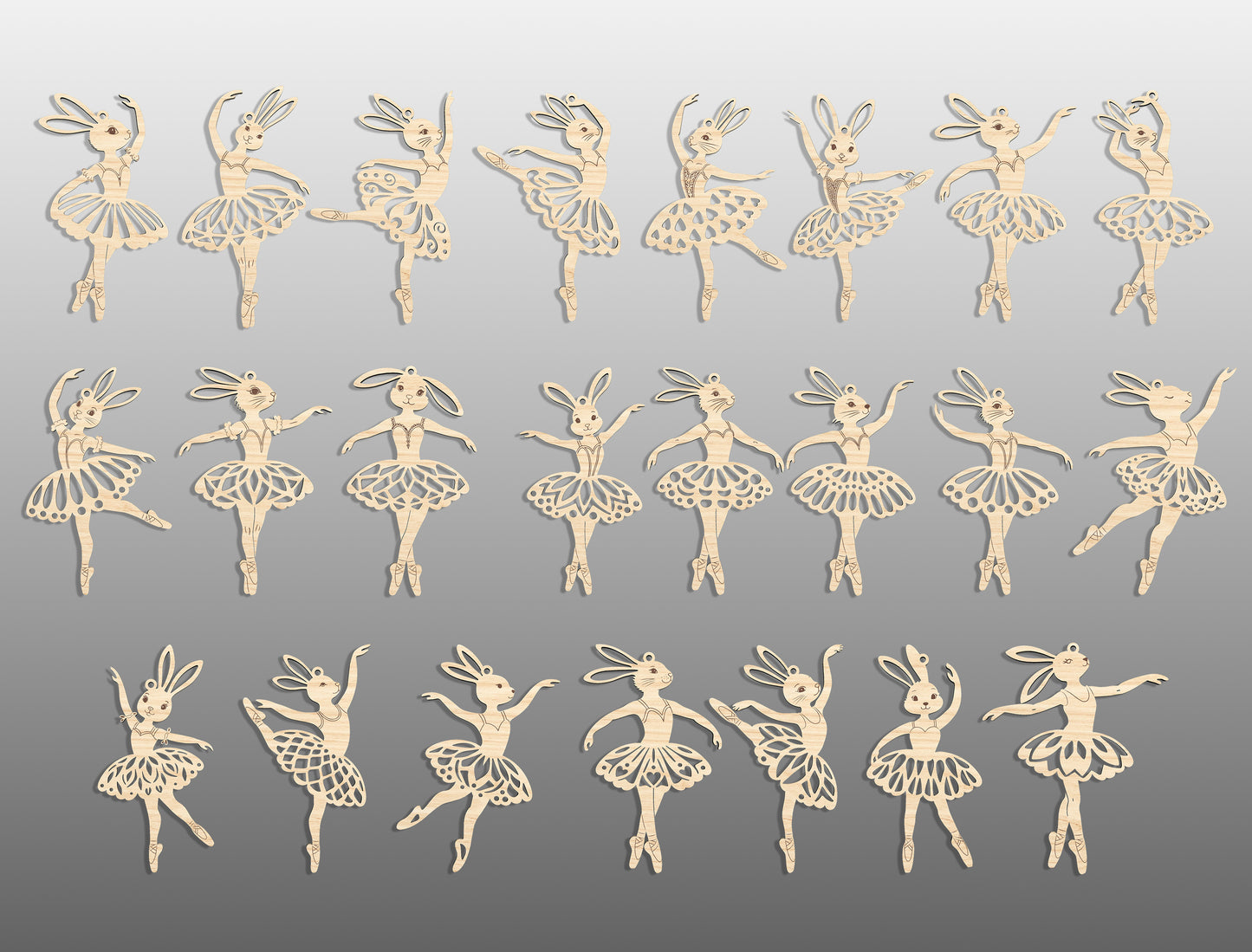 Easter Bunny Ballerina Ornament SVG 23 Easter Tree Designs for LightBurn
