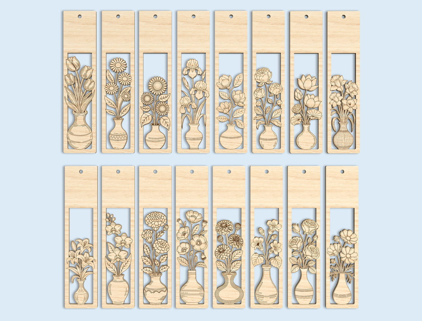 Floral Vase Bookmark SVG Bundle Teacher Appreciation Laser Cut File for Glowforge and xTool