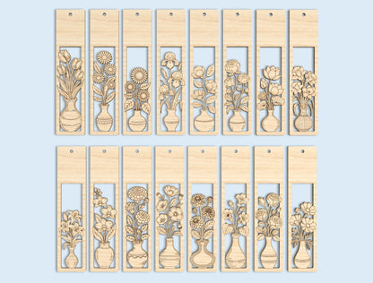 Floral Vase Bookmark SVG Bundle Teacher Appreciation Laser Cut File for Glowforge and xTool