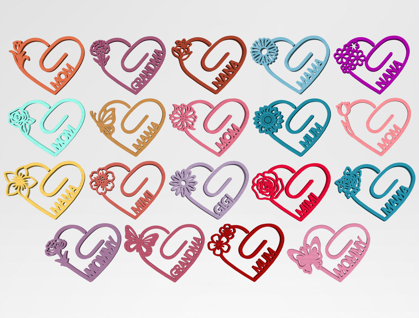 Floral Heart Bookmark SVG Bundle for LightBurn and xTool