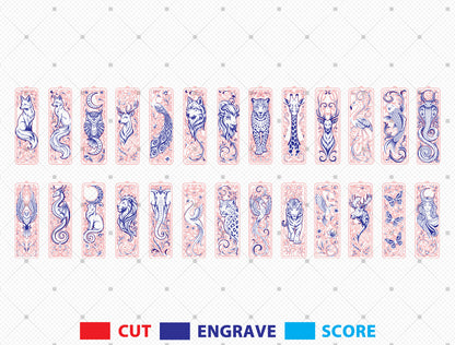 Woodland Animal Bookmark SVG Bundle 26 Designs for LightBurn Glowforge xTool