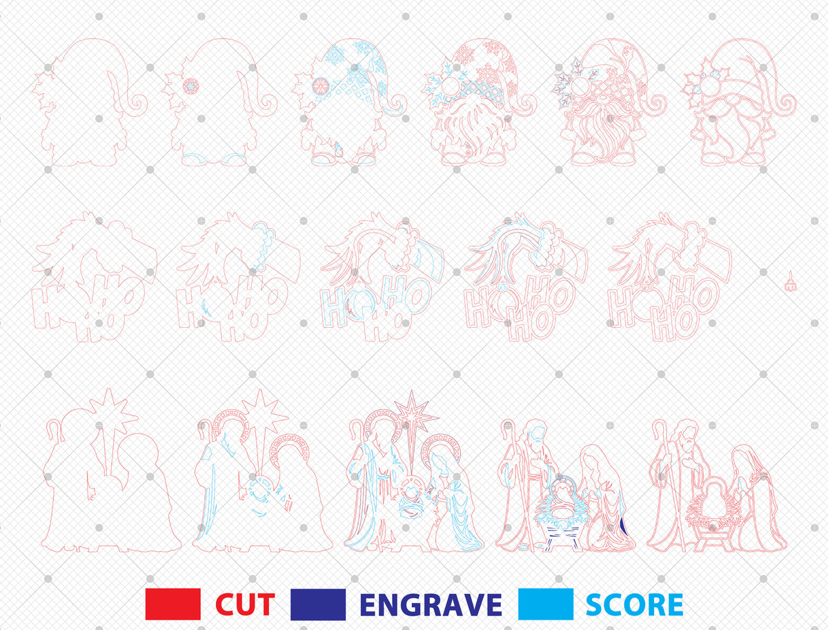 Christmas 3D Layered SVG Multilayer Holiday Laser Cut Designs