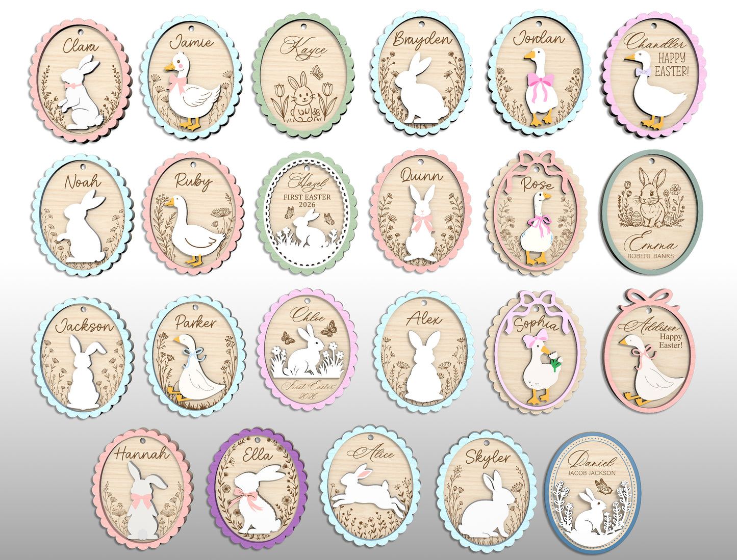 Easter Basket Tag Ornament SVG 23 Designs Laser Cut for Glowforge and xTool
