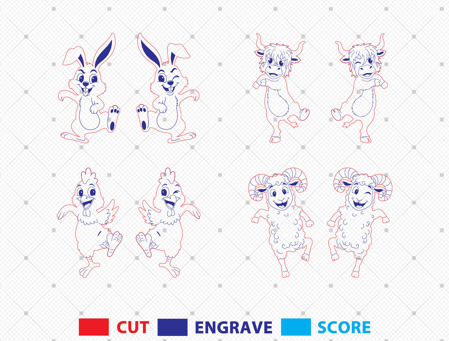 Cute Animal Planter Pot Hanger SVG Bunny Chick for Glowforge and xTool
