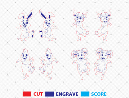 Cute Animal Planter Pot Hanger SVG Bunny Chick for Glowforge and xTool