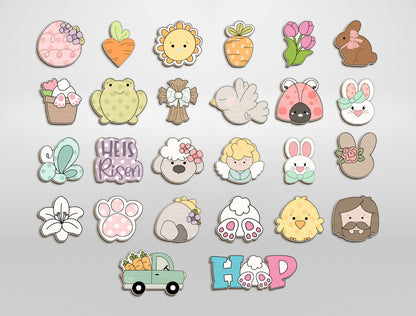 Easter Stud Earrings SVG Bundle Bunny Chick Flower Faith for Glowforge