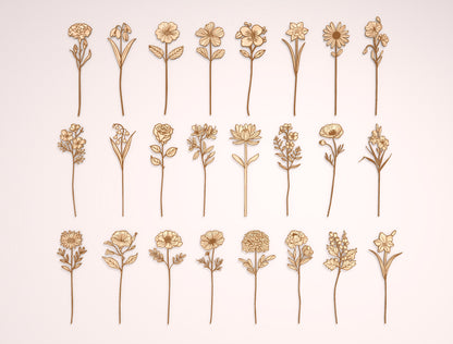 Wooden Flower Vase SVG Bundle 3 Vases 21 Flowers for LightBurn and xTool