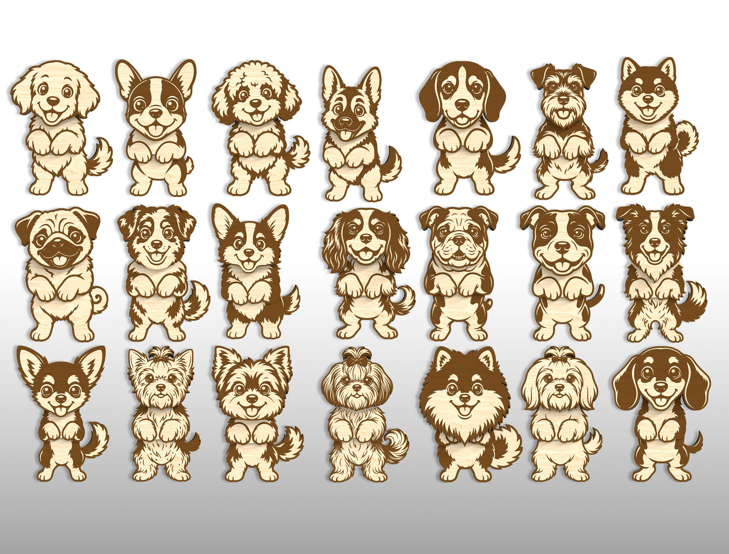 Wobbly Dog Magnet SVG Bundle for Glowforge and LightBurn