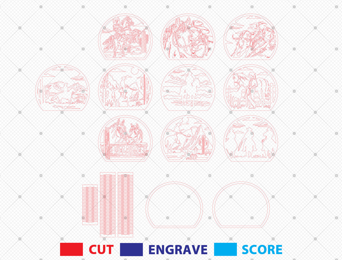 Cowboy Western Lantern SVG Bundle for Glowforge xTool Laser Cut File