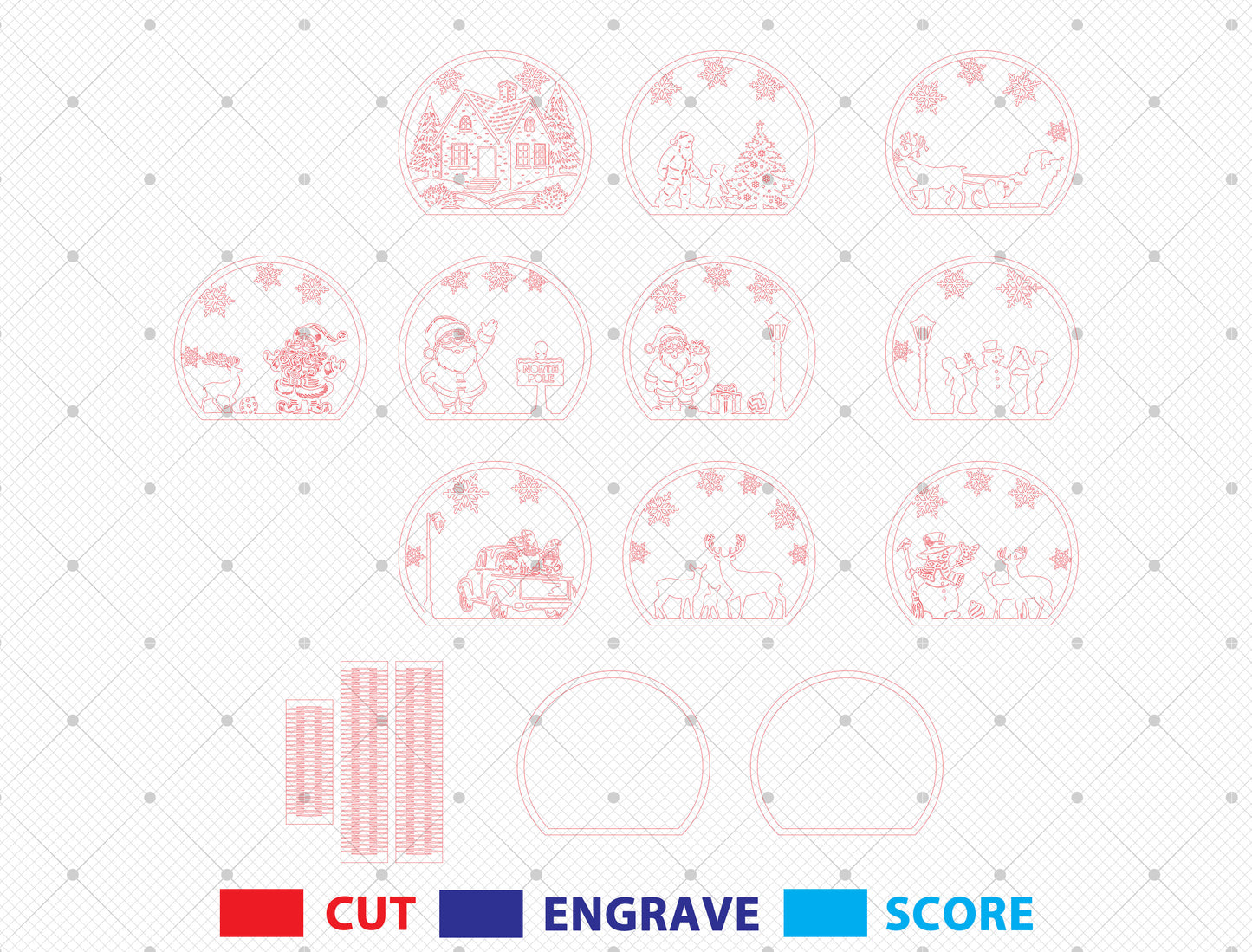 Christmas Santa Scene Lantern Laser Cut File | Ready to Cut | Glowforge, xTool, LightBurn, etc.