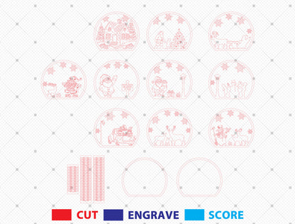 Christmas Santa Scene Lantern Laser Cut File | Ready to Cut | Glowforge, xTool, LightBurn, etc.