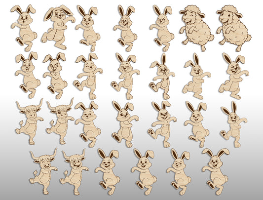 Easter Bunny SVG 26 Dancing Animal Designs Laser Cut for LightBurn and xTool