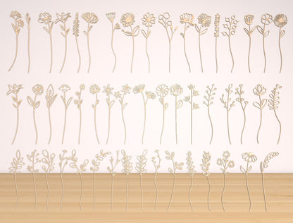 Wildflower Vase Laser Cut File Set | Floral Stem SVG Collection | Minimal Botanical Decor | Glowforge, xTool, LightBurn etc.