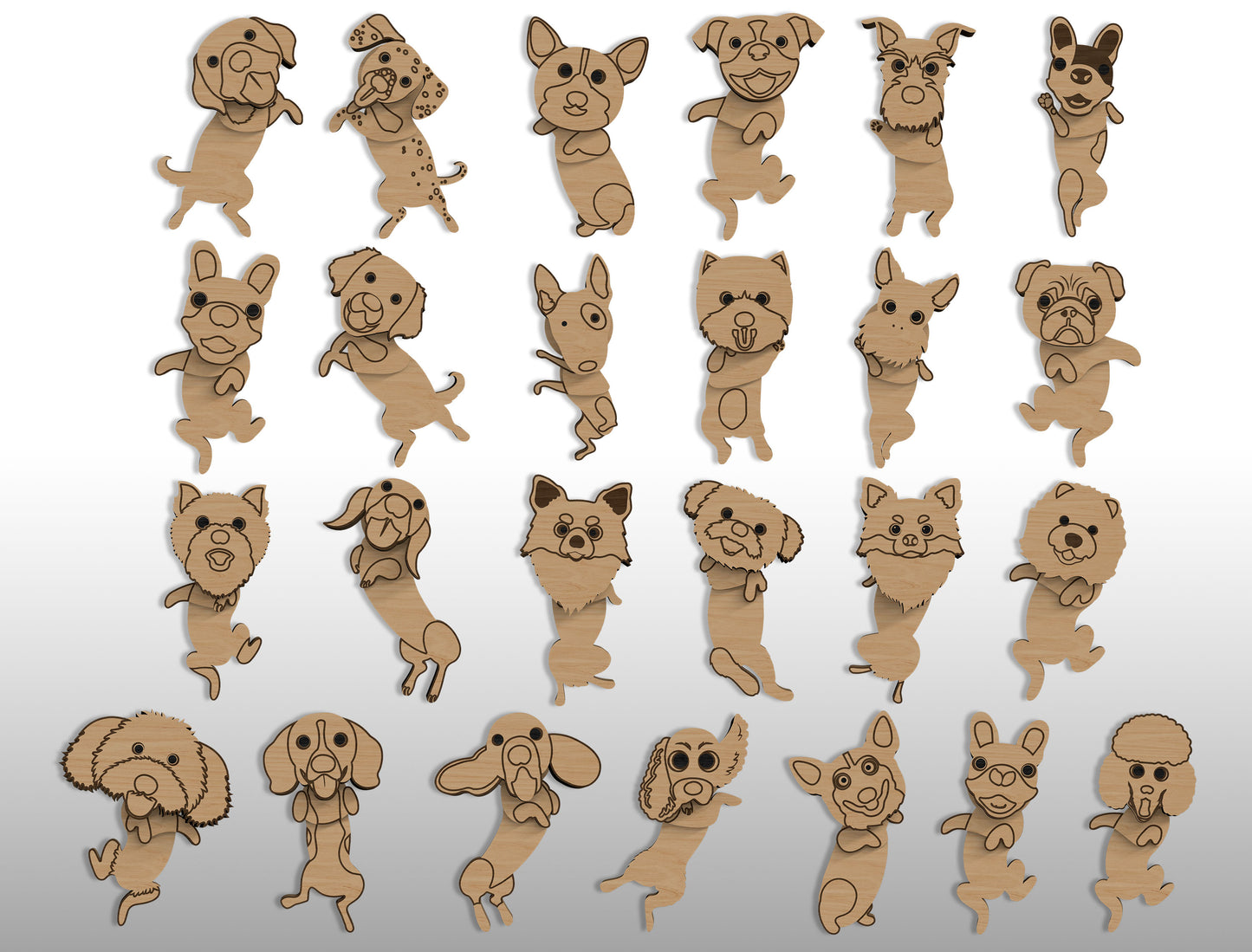 Rolling Dog Magnet SVG Bundle for Glowforge and LightBurn
