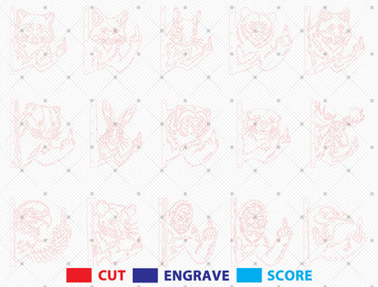 Funny Middle Finger SVG Peeking Animal Bundle