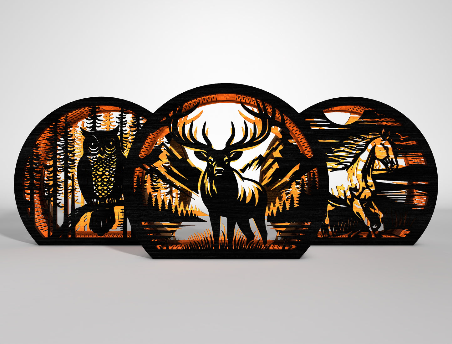 Wildlife Round Lantern SVG Bundle Laser Cut File for Glowforge and LightBurn