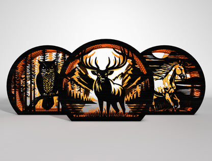 Wildlife Round Lantern SVG Bundle Laser Cut File for Glowforge and LightBurn