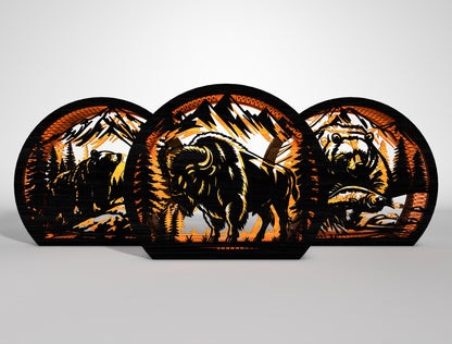 Wildlife Round Lantern SVG Bundle Laser Cut File for Glowforge and LightBurn