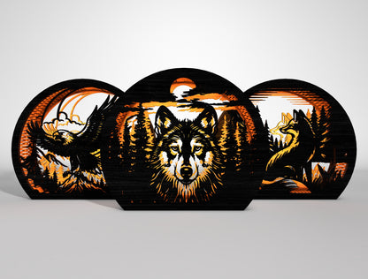 Wildlife Round Lantern SVG Bundle Laser Cut File for Glowforge and LightBurn