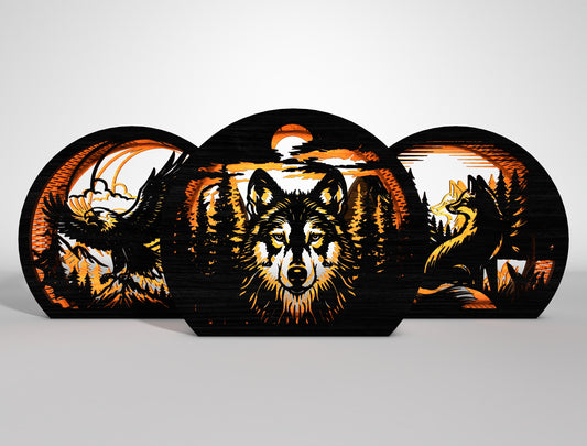 Wildlife Round Lantern SVG Bundle Laser Cut File for Glowforge and LightBurn