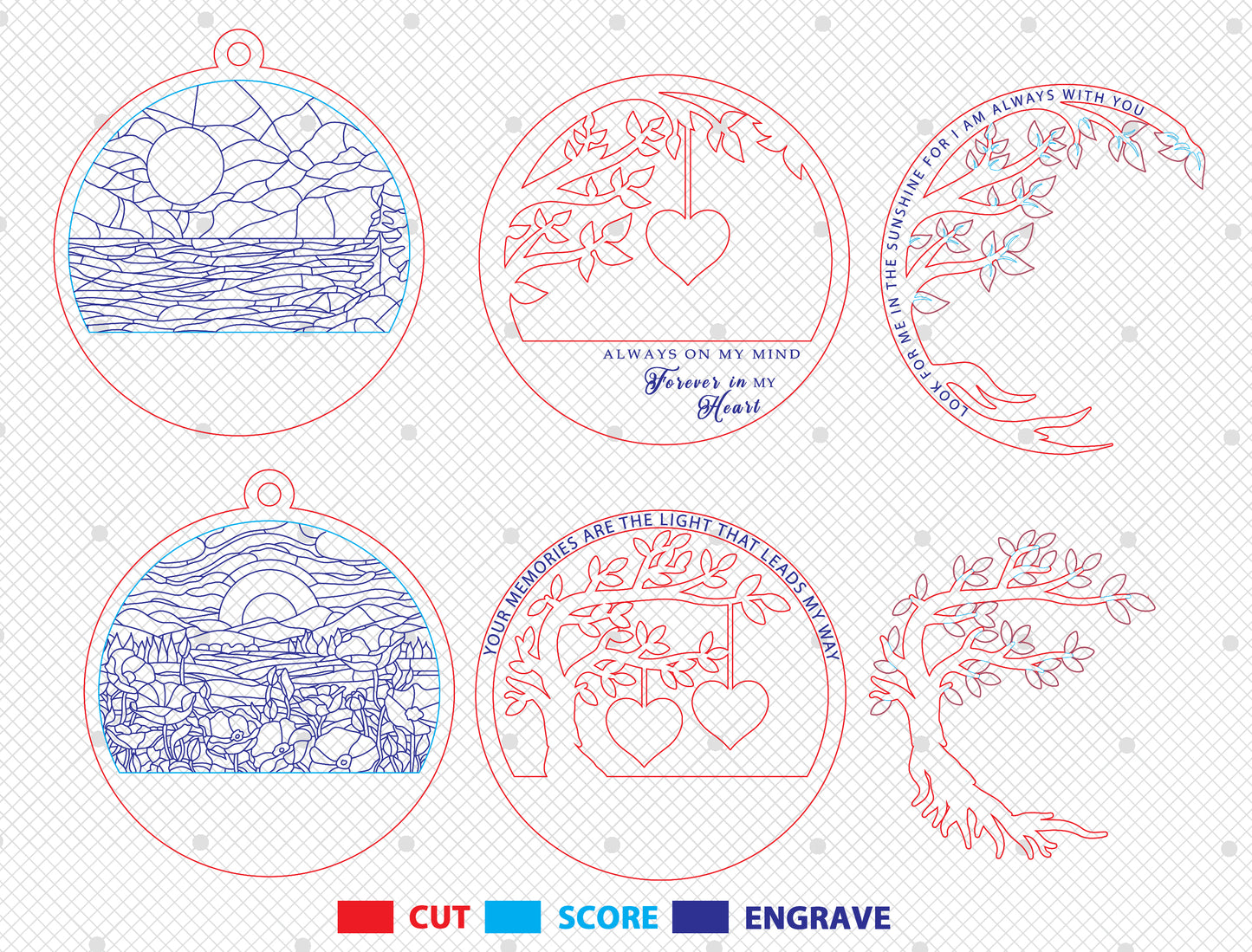 Family Memorial Ornament SVG Bundle for Glowforge and xTool