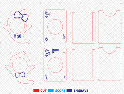 Halloween Fridge Magnet SVG Bundle for LightBurn Glowforge xTool Ghost Photo Frame 4 Designs