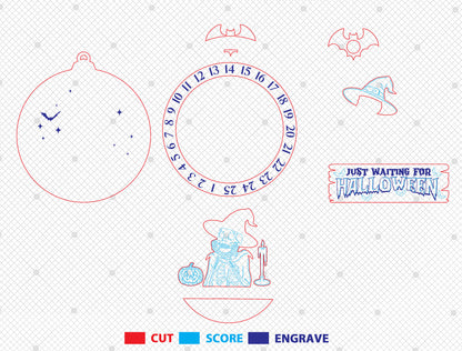 Halloween Skeleton Countdown Calendar SVG for xTool LightBurn Glowforge