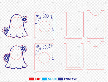 Halloween Ghost Fridge Magnet Photo Frame SVG for LightBurn xTool Glowforge 5 Designs