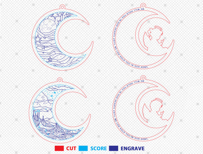 Moon Baby Memorial Ornament SVG Bundle for LightBurn and Glowforge