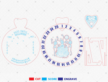 Halloween Skeleton Countdown Board SVG for LightBurn xTool
