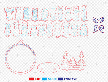 Dog Breed Memorial Ornament SVG Bundle for Glowforge and LightBurn