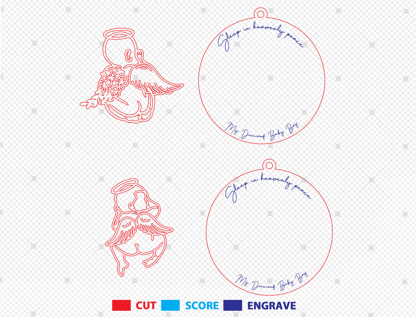 Angel Baby Memorial Ornament SVG Bundle for Glowforge and xTool