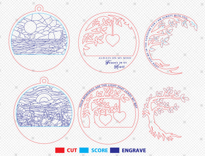 Personalized Family Loss Ornament SVG Bundle for Glowforge and LightBurn