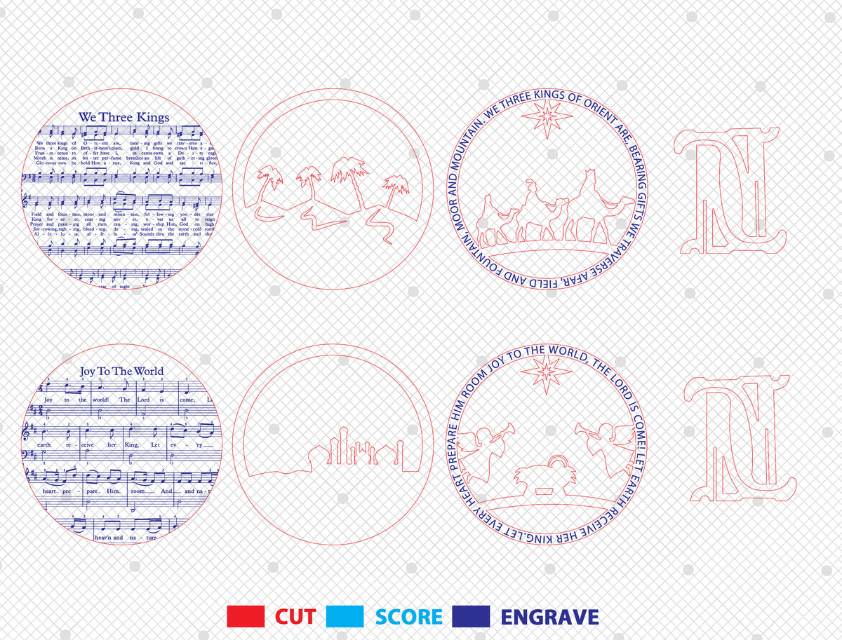 Christmas Nativity Sheet Music SVG Bundle 5 Layered Designs