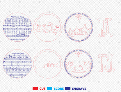 Christmas Nativity Sheet Music SVG Bundle 5 Layered Designs