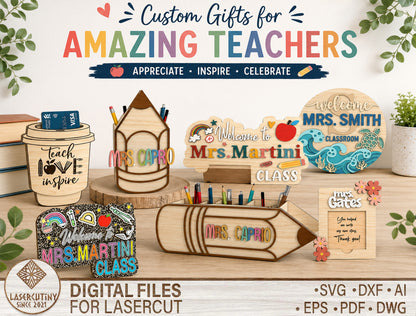 Teacher Back To School Essentials Bundle SVG Laser Cut File for Glowforge, xTool and LightBurn