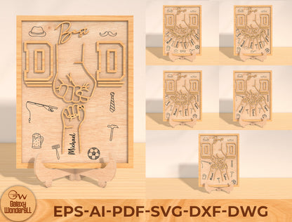 Best Dad Team Laser Cut File | Father Hand Fist Sign | Sports & Hobby Wooden Decor | Glowforge, xTool, LightBurn, etc.