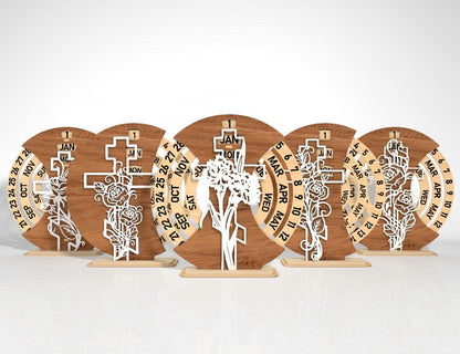 Perpetual Calendar Cross Flower SVG Bundle for LightBurn and Glowforge