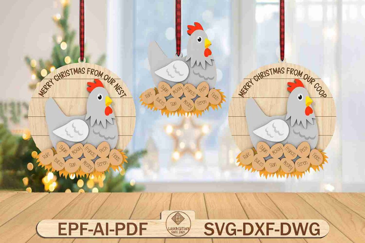 Personalized Chicken Nest Family Ornament Svg,Christmas gift