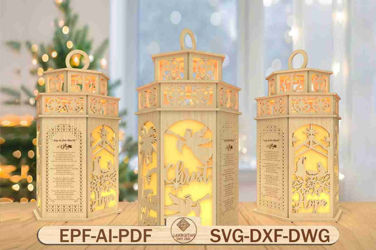 3D Christmas Nativity Lantern Laser Cut File Svg