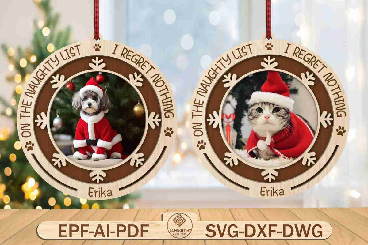 Personalized Photo Pawprints In The Snow Ornament Svg